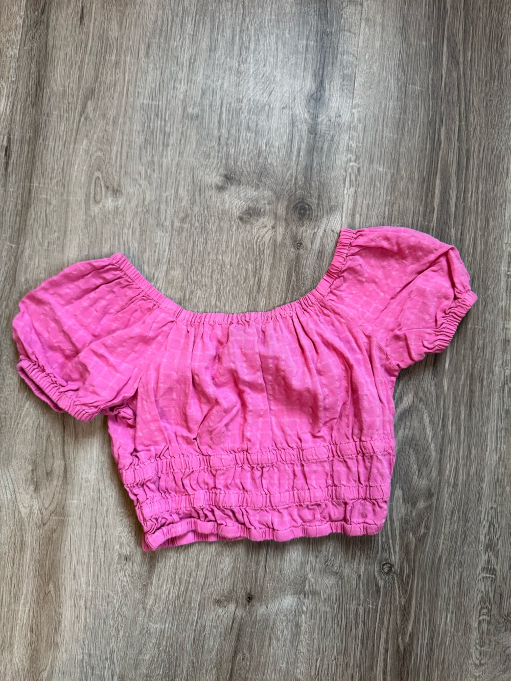 Old Navy Pink Off-Shoulder Smocked Crop Top